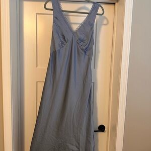 American Eagle Outfitters Blue Silk Slip Dress